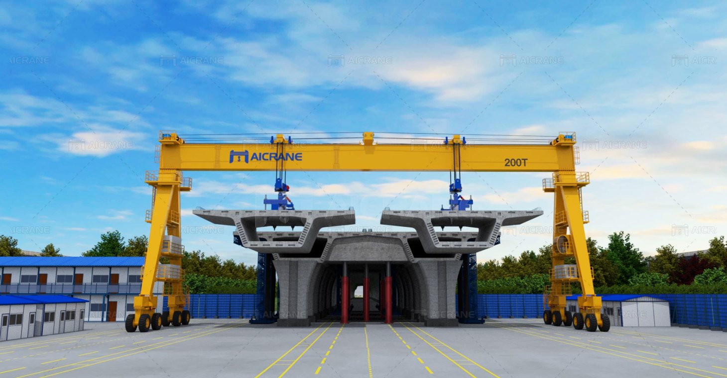 straddle crane handling bridge beams